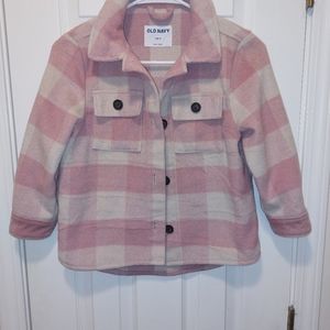 Old Navy Girls Pink Plaid Woven Button Down Shacket Youth Jacket